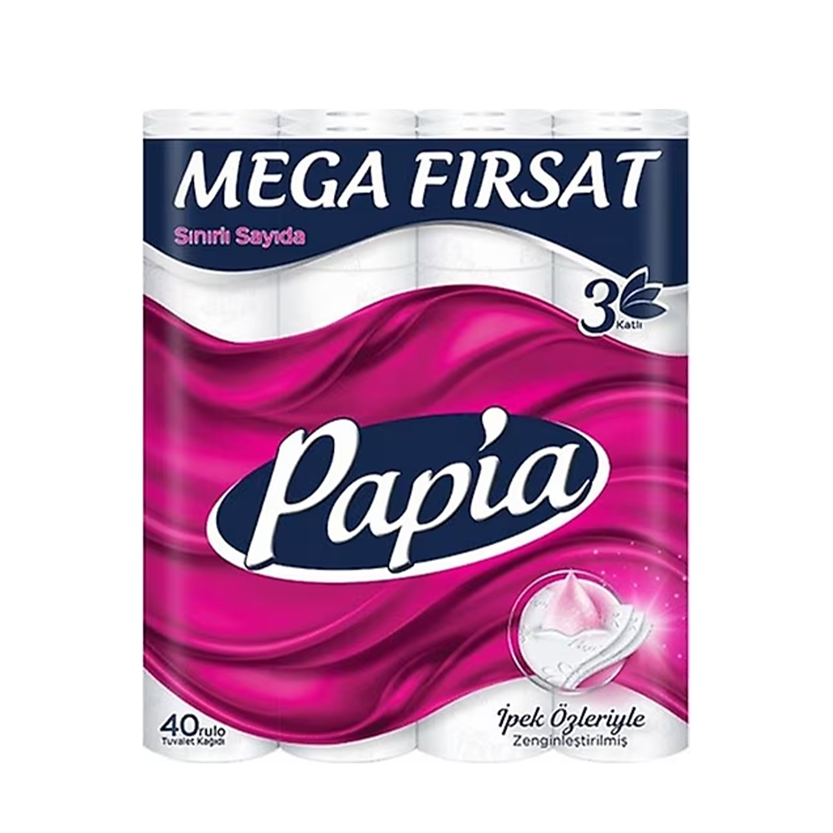 Papia Tuvalet Kağıdı 3 Katlı 40'lı Mega Pack