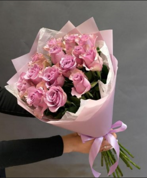 Tasarım 15 Adet Mor Gül Buketi